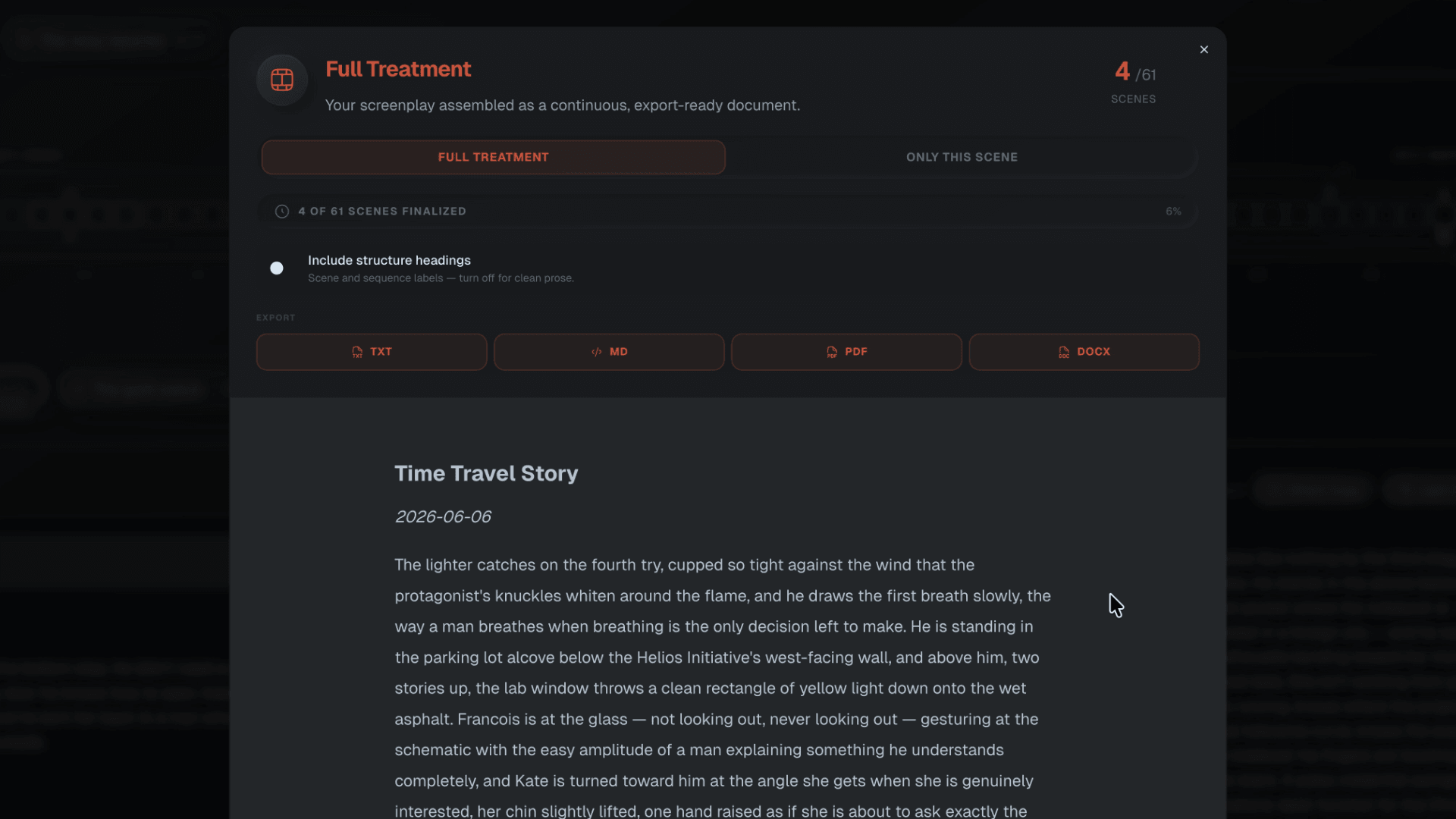 StoryDNA — Export your treatment