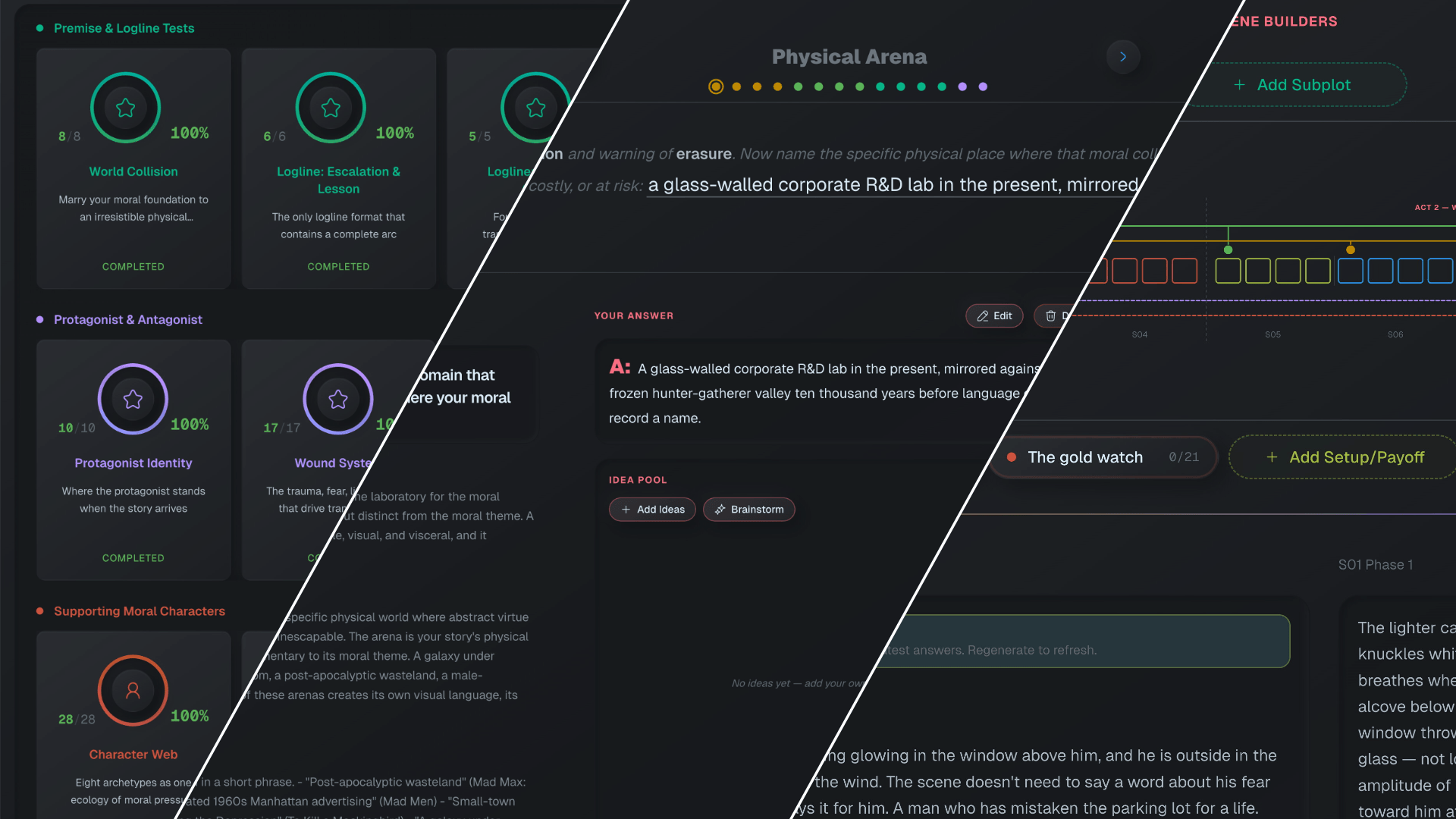 StoryDNA workspace in the DNA Dark theme